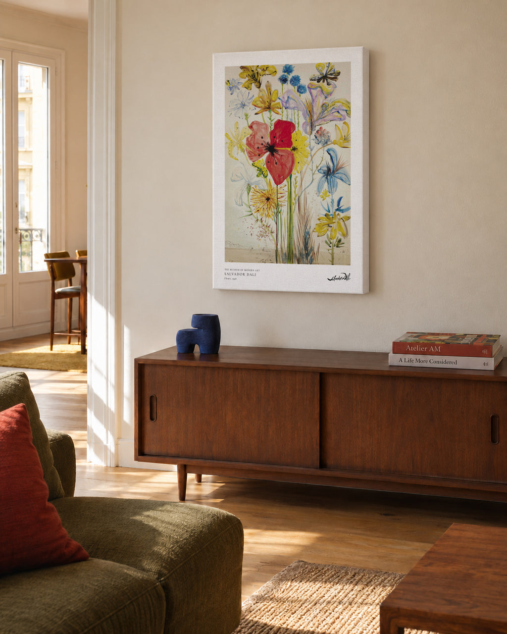 Salvador Dali fleurs II - Unframed canvas in an interior