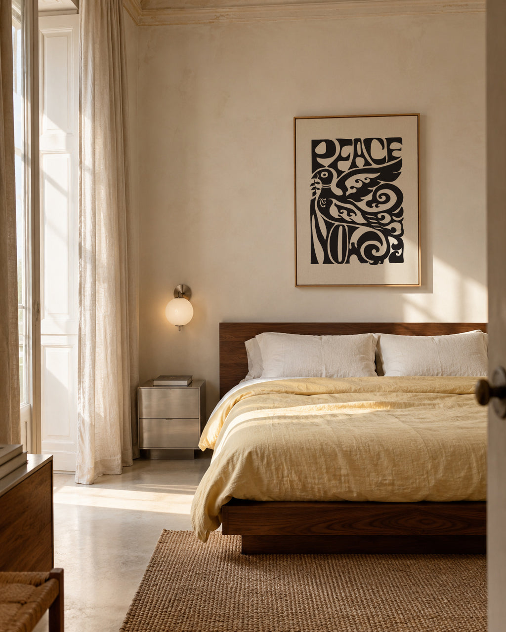 Peace Now poster, 1970 - Framed canvas in an interior