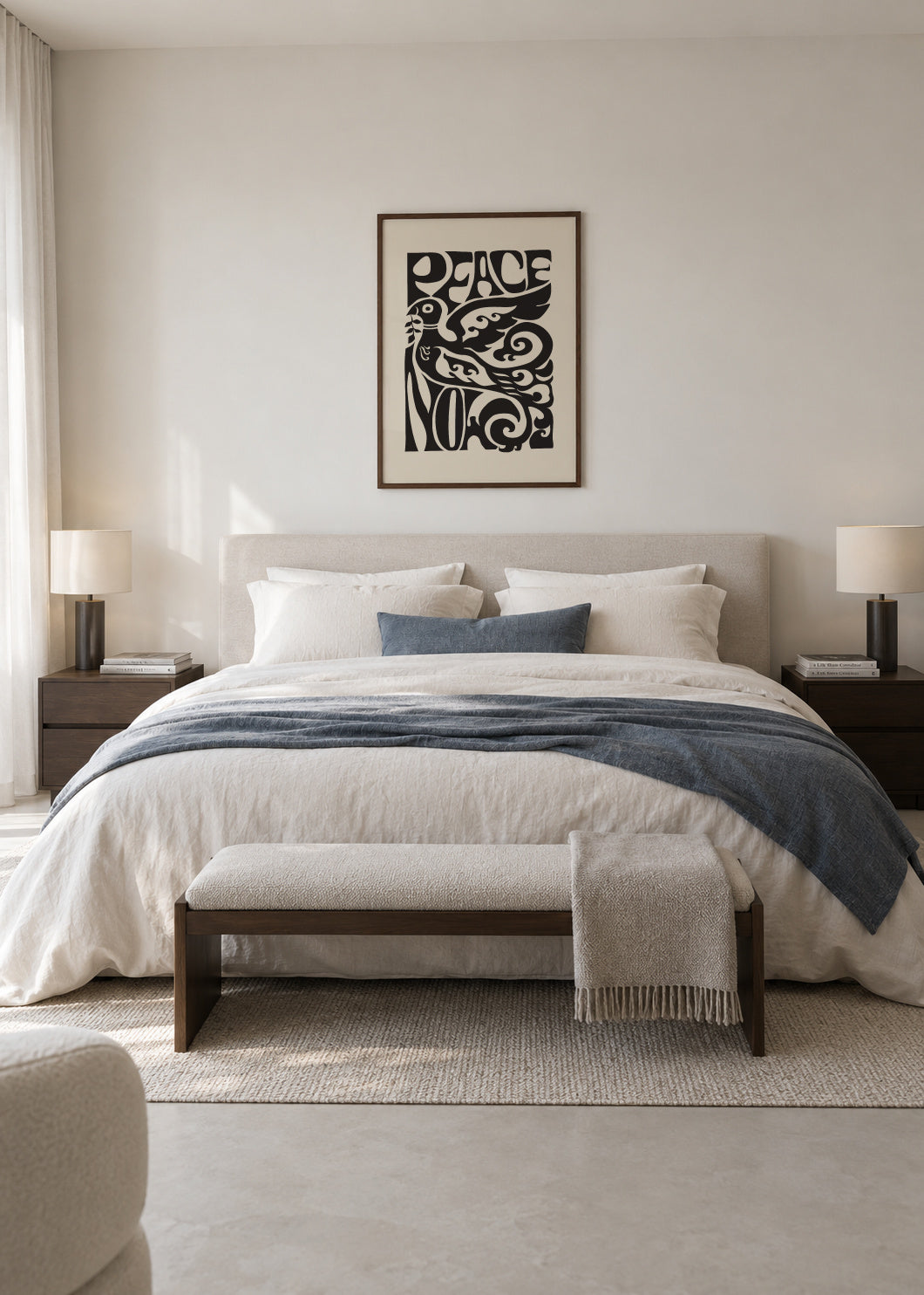 Peace Now poster, 1970 - Framed poster in an interior