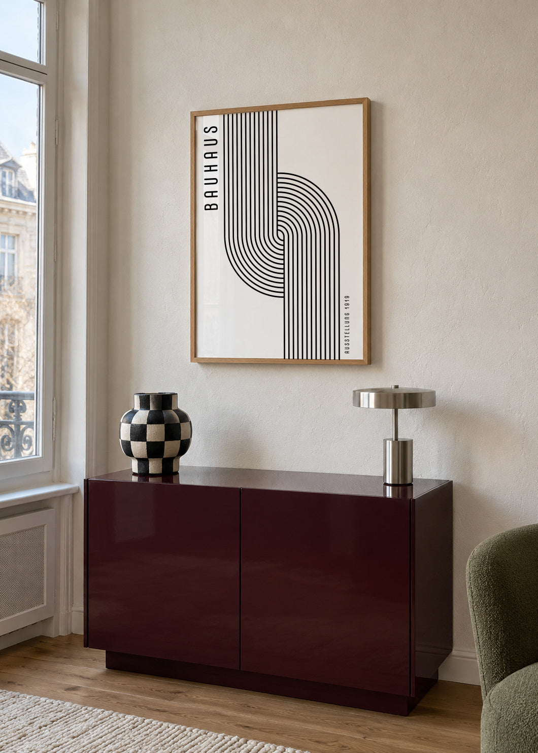 BAUHAUS AUSSTELLUNG Exhibition Poster 1919 - Framed poster in an interior