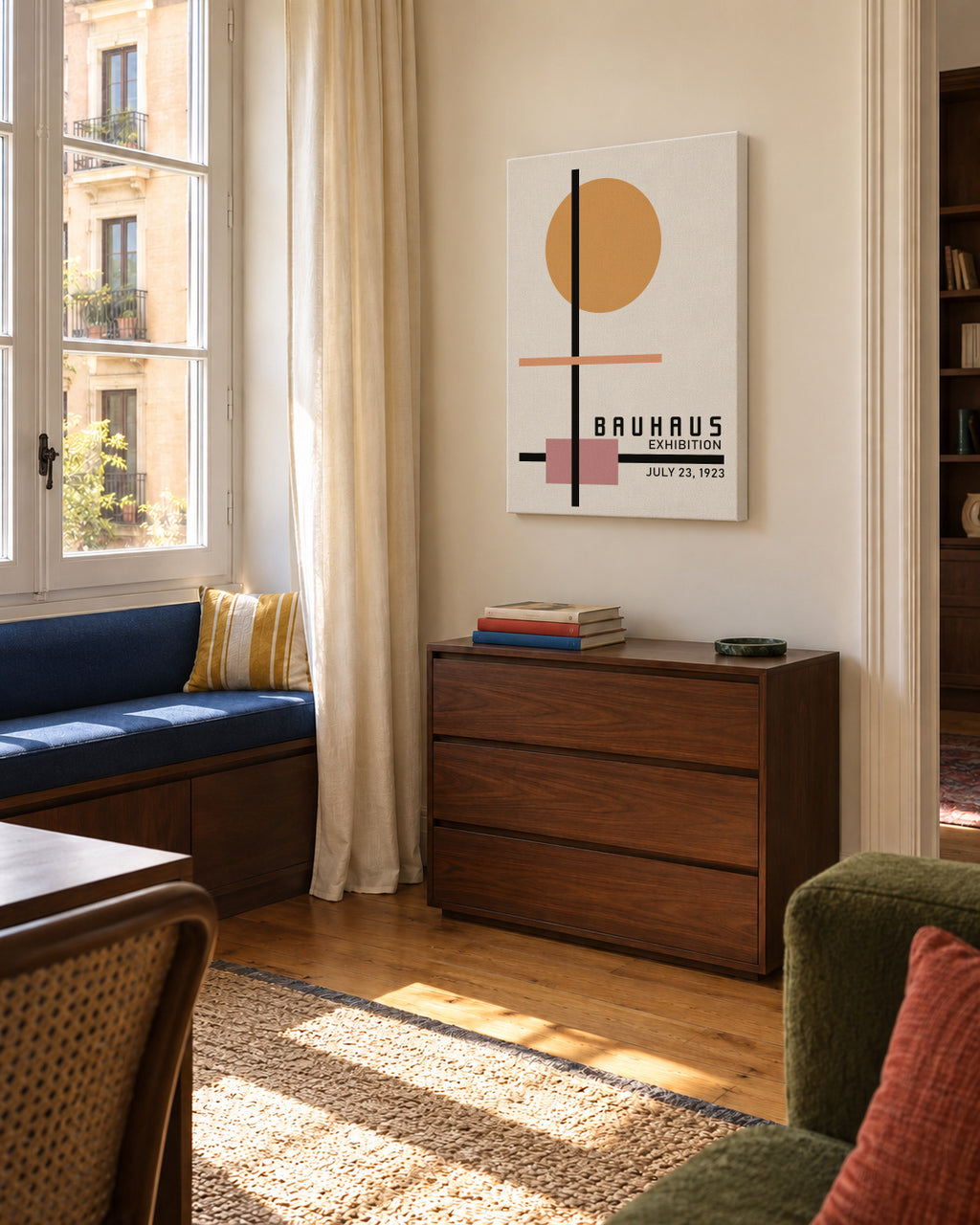 COLORFUL BAUHAUS NO.2 POSTER - Unframed canvas in an interior