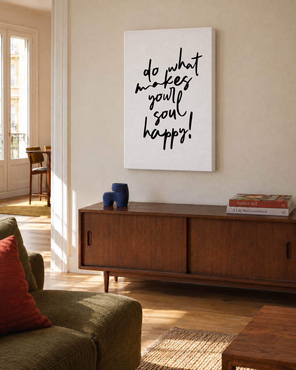 Do what makes your soul happy quote poster - Unframed canvas in an interior