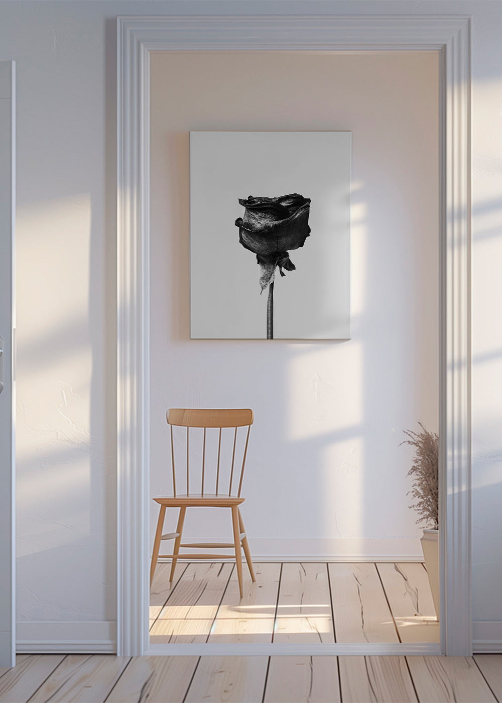 Dried rose black and white photograph