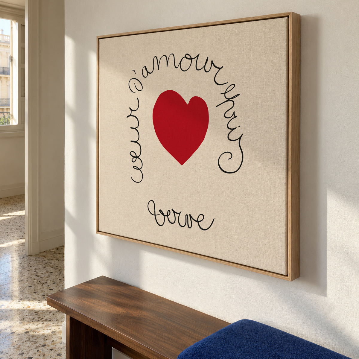 Henri Matisse "Coeur d'Amour Epris - Verve" love print - Square - Framed canvas in an interior