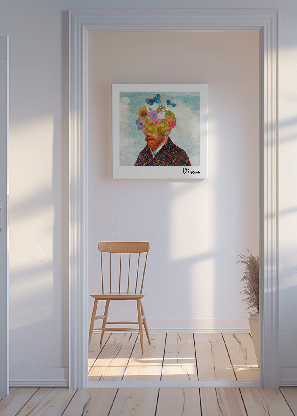 Vincent van Gogh inspired self-portrait & flower remixed - Square