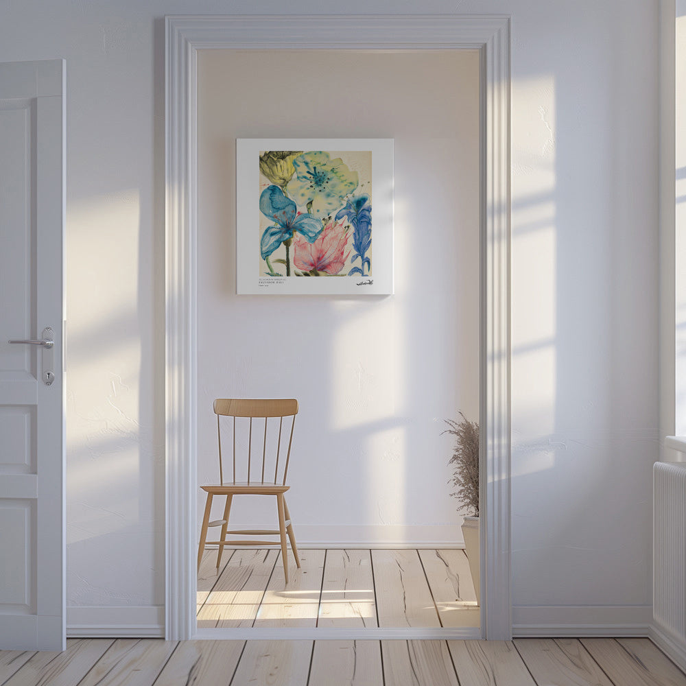 Salvador Dali fleurs I - Square - Unframed canvas in an interior