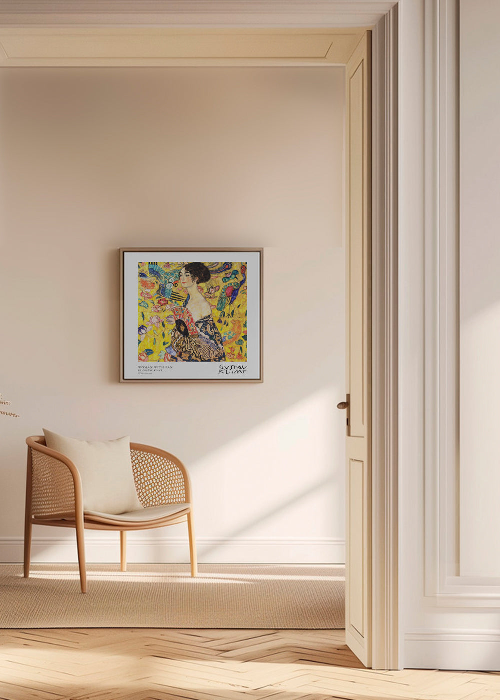 Woman with Fan by Gustav Klimt - Square