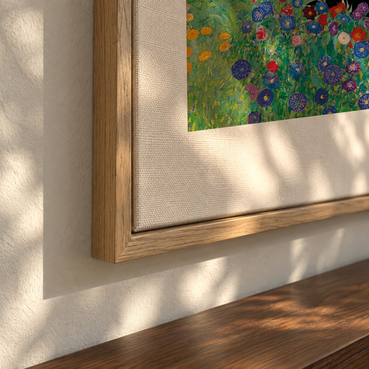Gustav Klimt Garden Cat Print - Square - Framed canvas detail