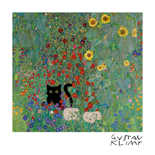 Gustav Klimt Garden Cat Print - Square - Unframed art print