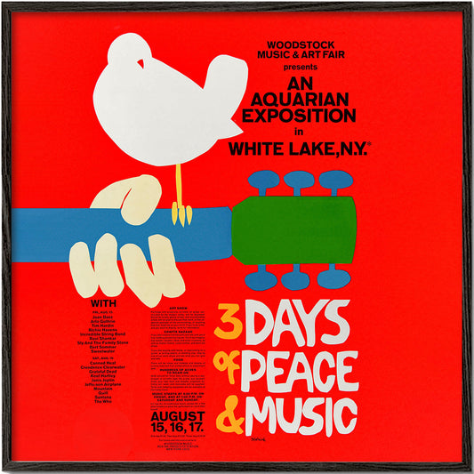 Woodstock 1969 Poster -  3 days of peace & music - Square