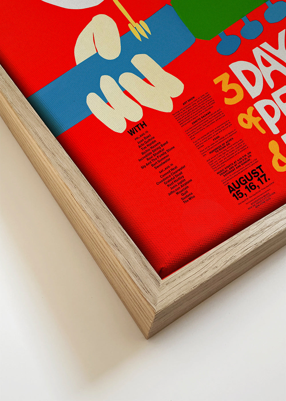 Woodstock 1969 Poster - 3 days of peace & music - Square