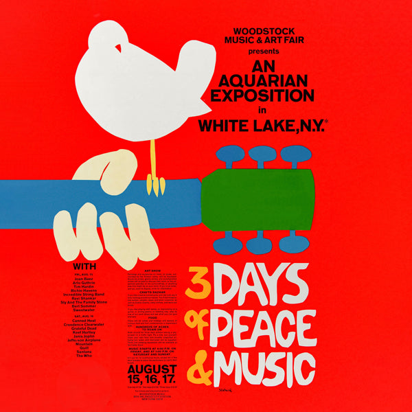 Woodstock 1969 Poster - 3 days of peace & music - Square