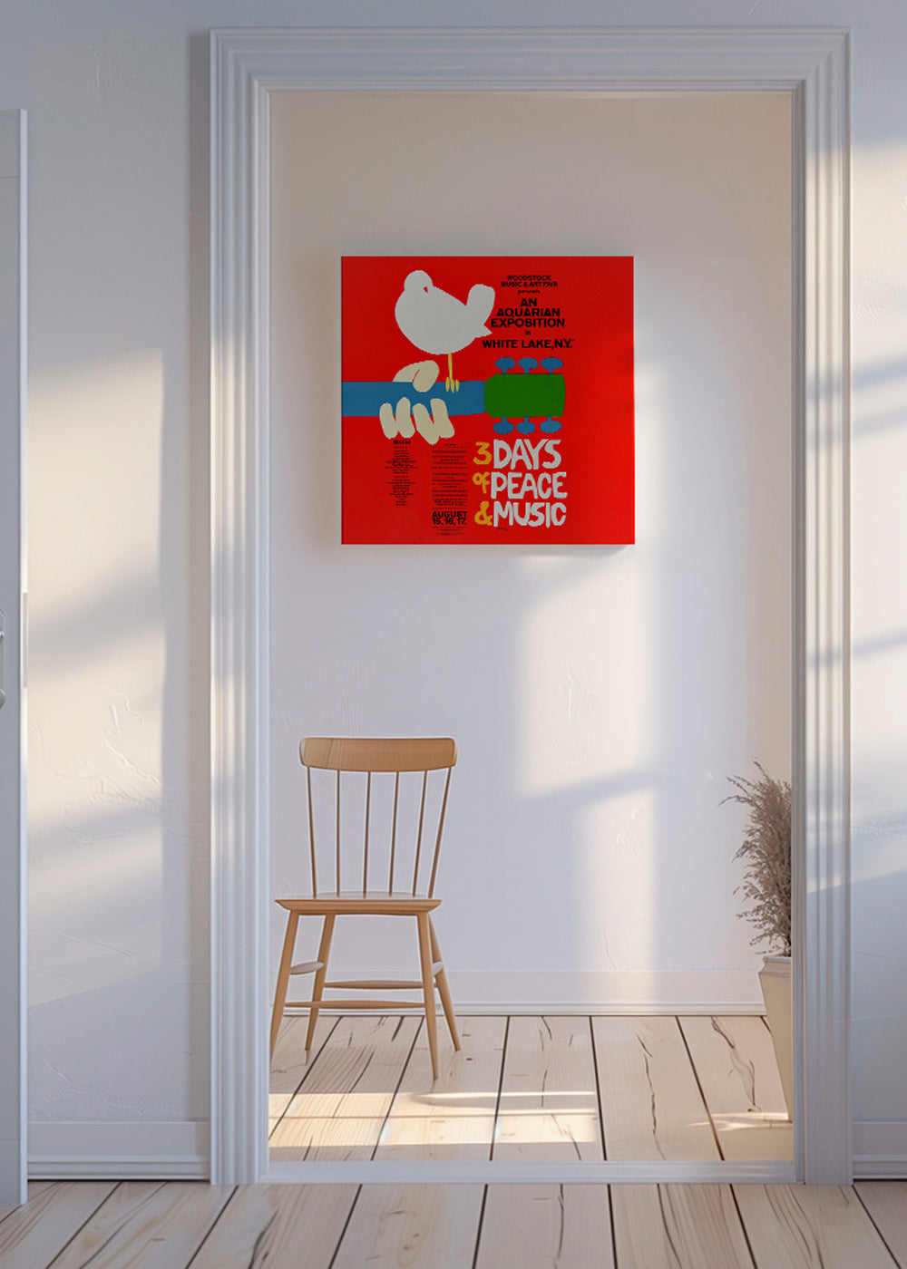 Woodstock 1969 Poster - 3 days of peace & music - Square