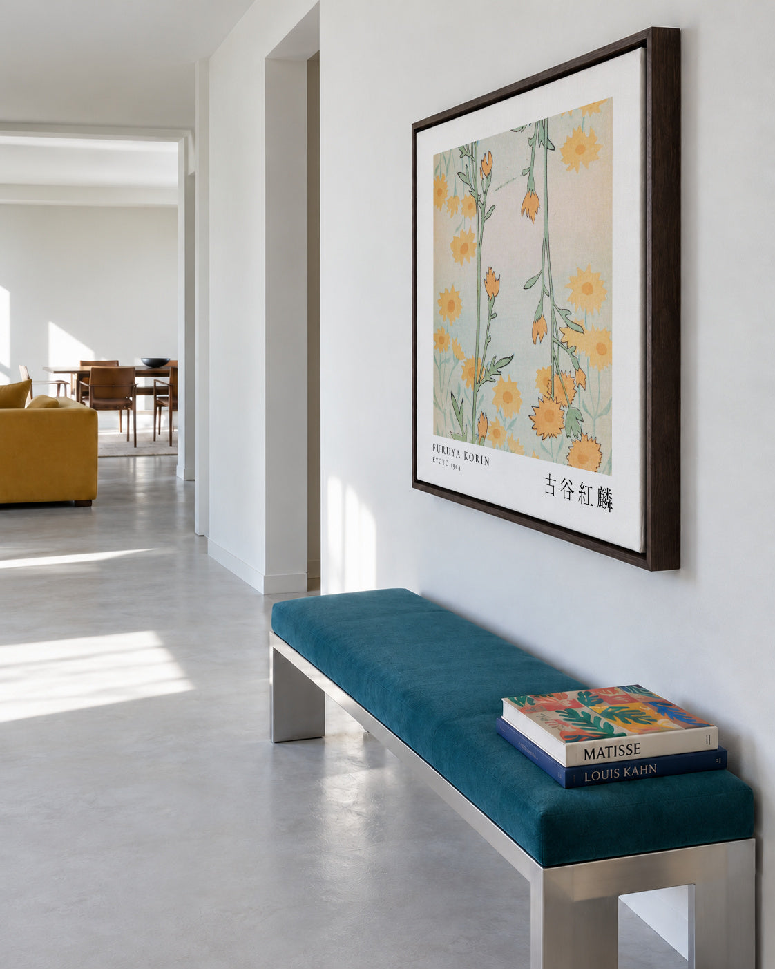 Floral Design II Shin-bijutsukai by Korin Furuya - Square - Framed canvas in an interior