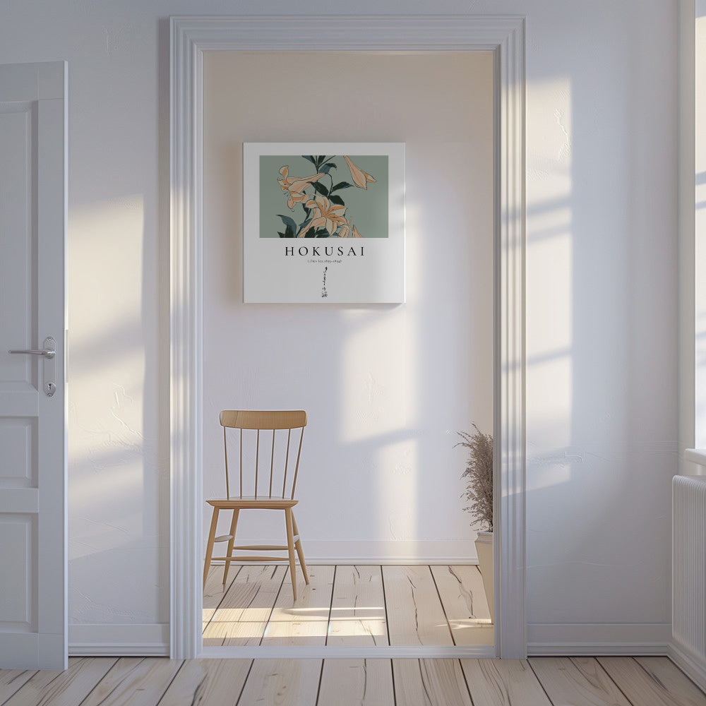 lilies by Katsushika Hokusai - Square - Unframed canvas in an interior