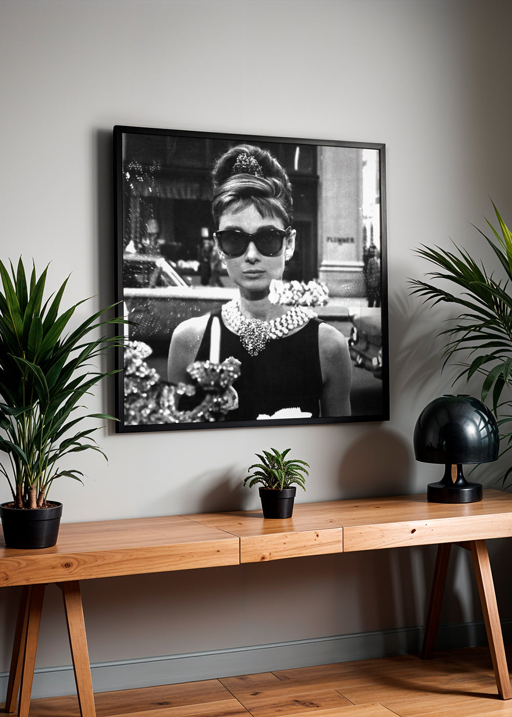 Audrey Hepburn in Breakfast at Tiffany vintage photograph. - Square