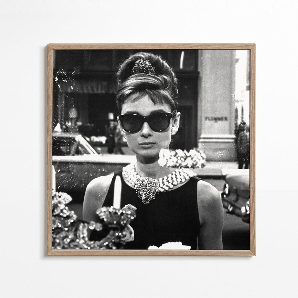 Audrey Hepburn in Breakfast at Tiffany vintage photograph. - Square