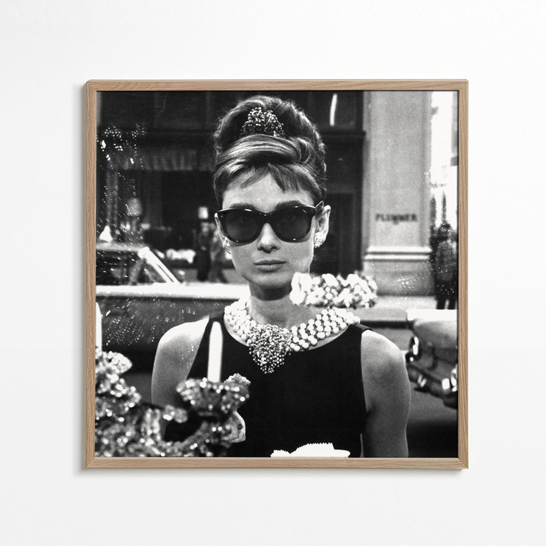 Audrey Hepburn in Breakfast at Tiffany vintage photograph. - Square