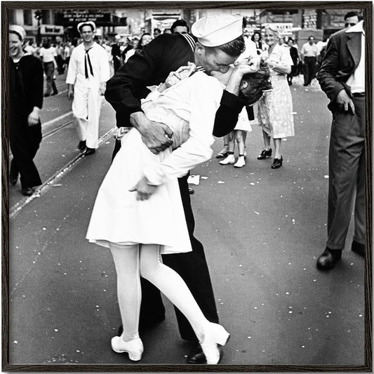 V-J Day Kiss Poster - vintage photograph - Square