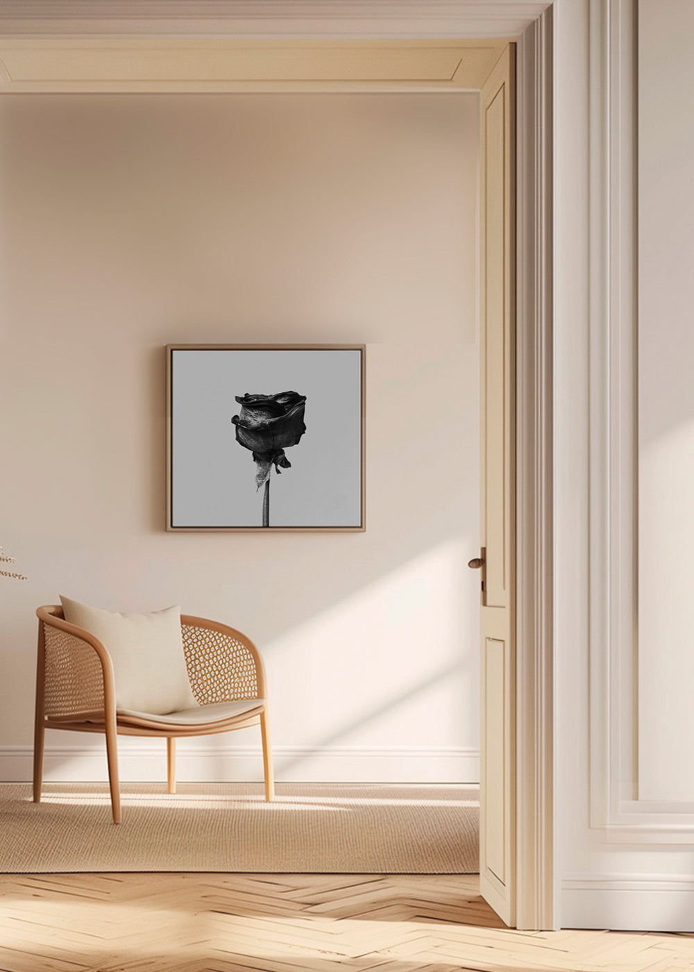 Dried rose black and white photograph