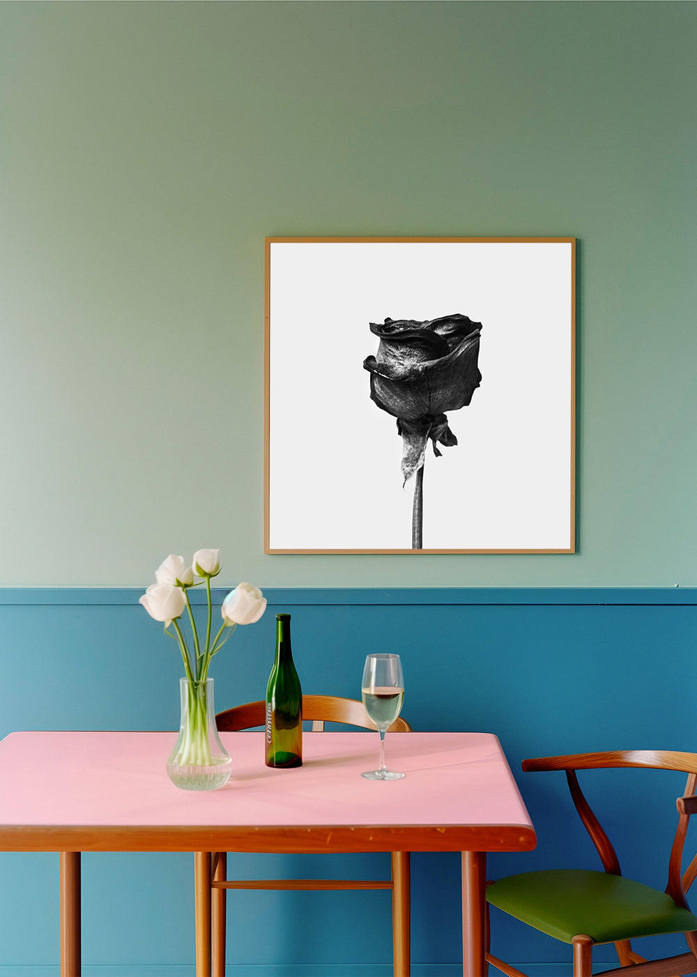 Dried rose black and white photograph