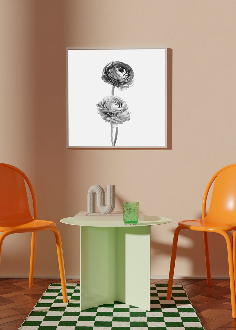 Flowers black and white photograph - Square