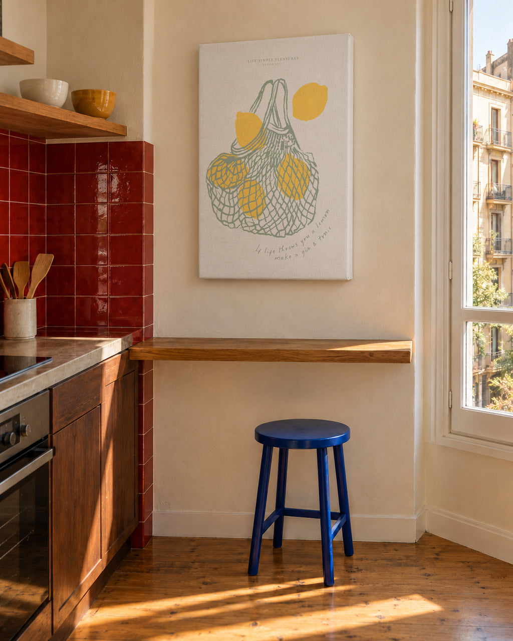 Life Simple simple pleasures - Make Gin & Tonic - Unframed canvas in an interior