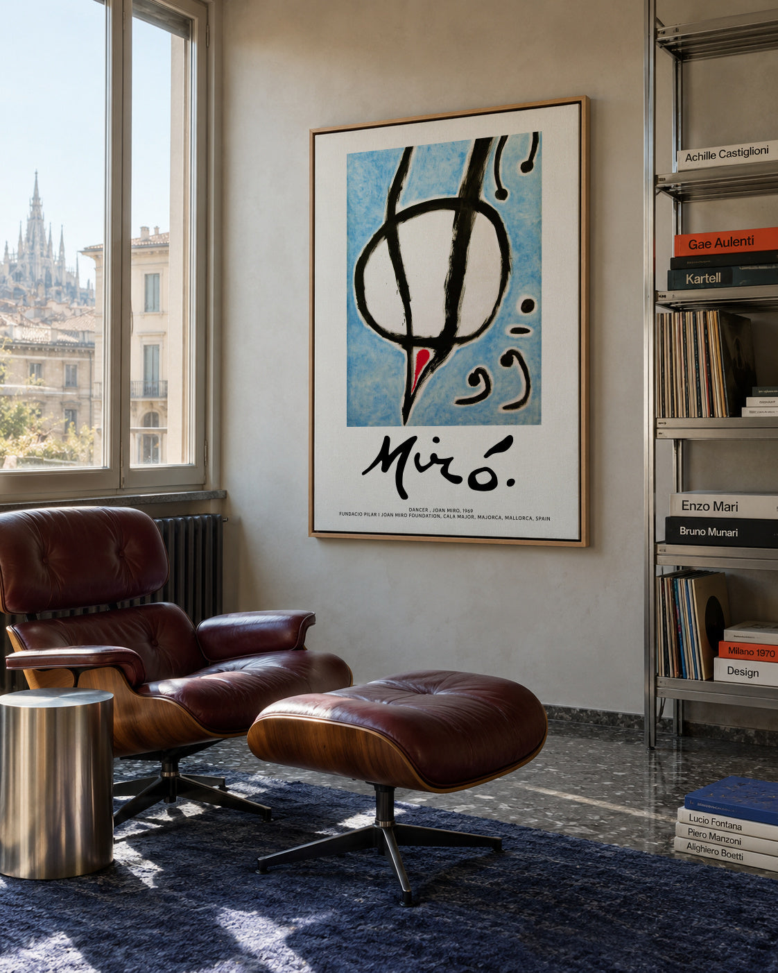 Joan Miro, Dancer I - Framed canvas in an interior