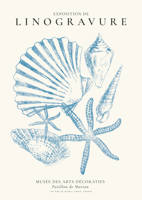 Exposition de linogravure, Sealife (la vie marine) - Unframed art print