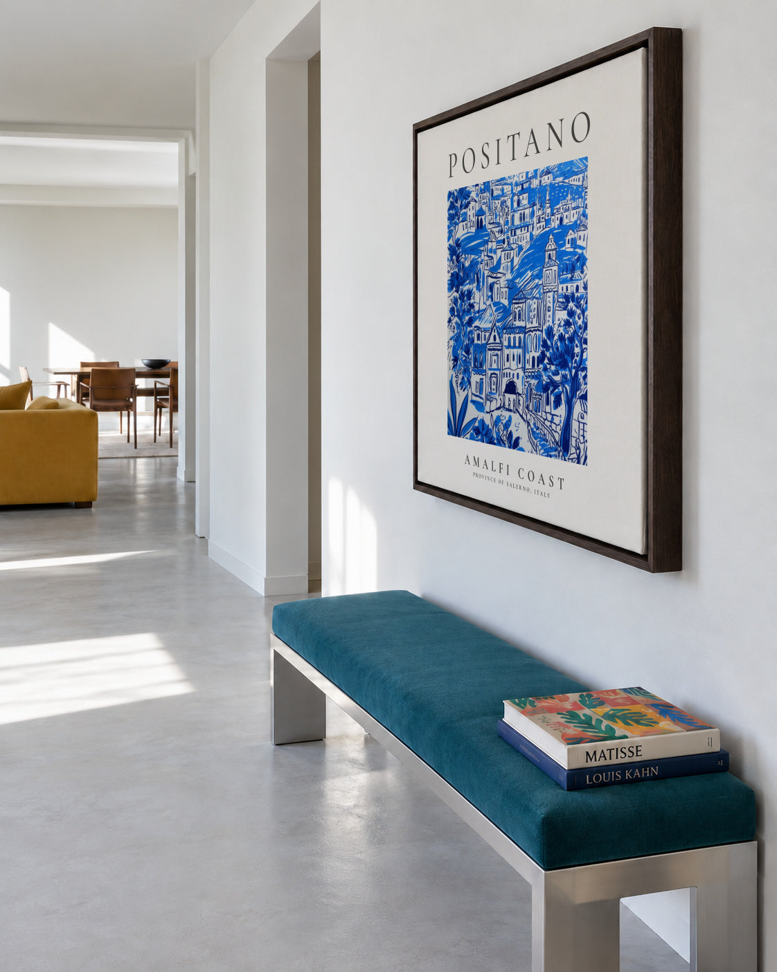 Positano, Amalfi Coast - SQUARE - Framed canvas in an interior