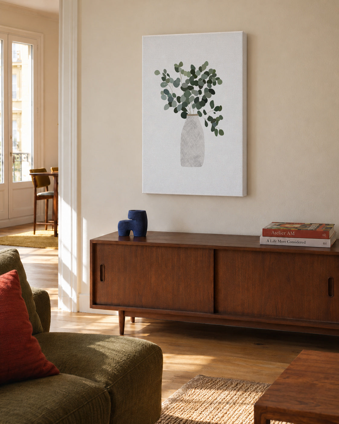 Scandi Japandi Houseplant 3 - Unframed canvas in an interior