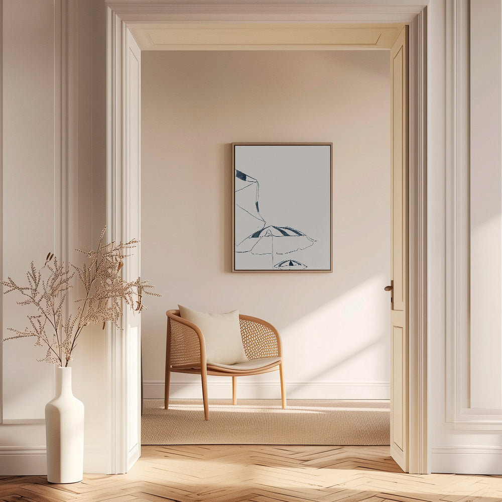 Ilustración de sombrillas azules minimalistas – Canvas2