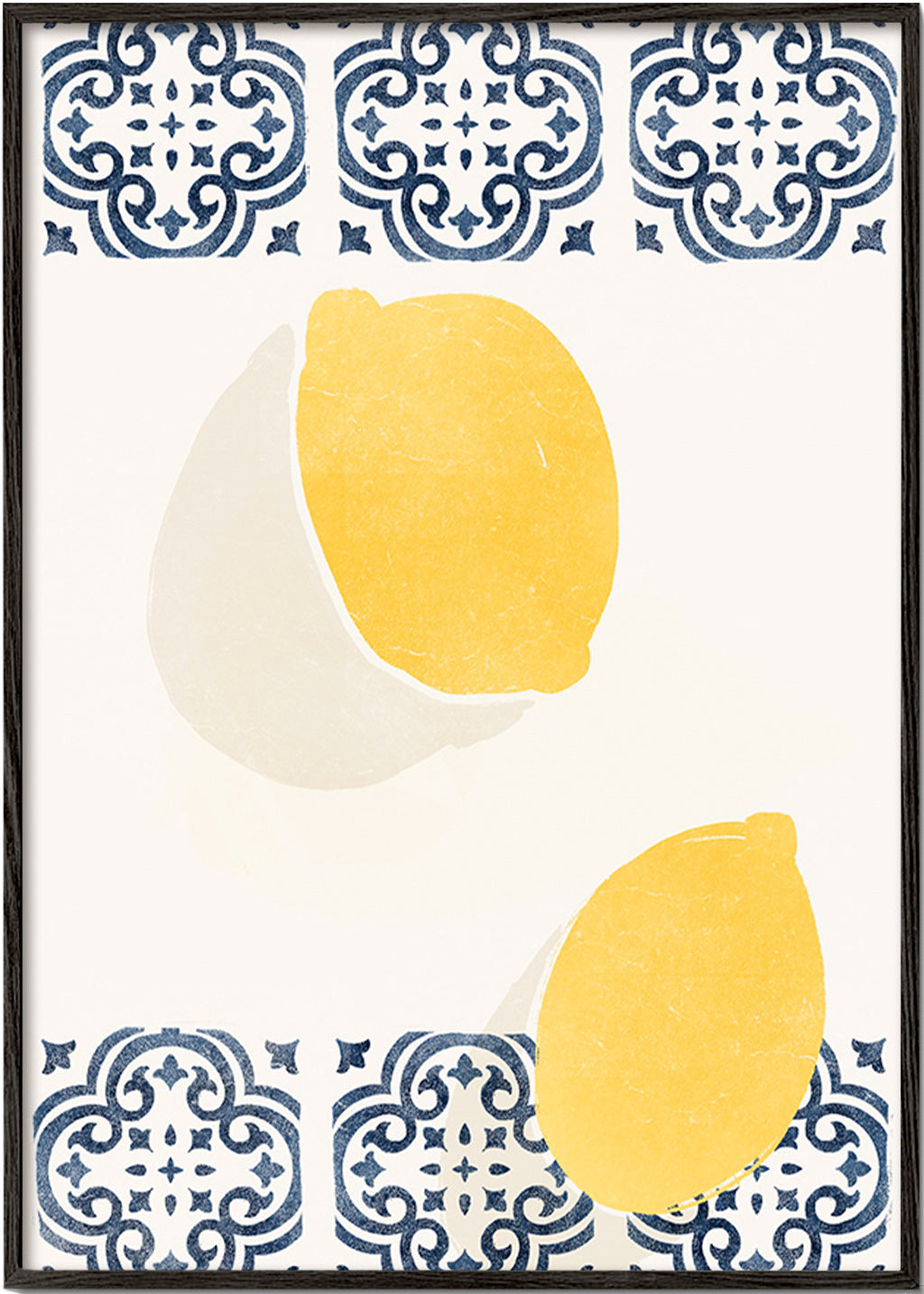 Cuadro de cocina con limones y azulejos – Black Frame