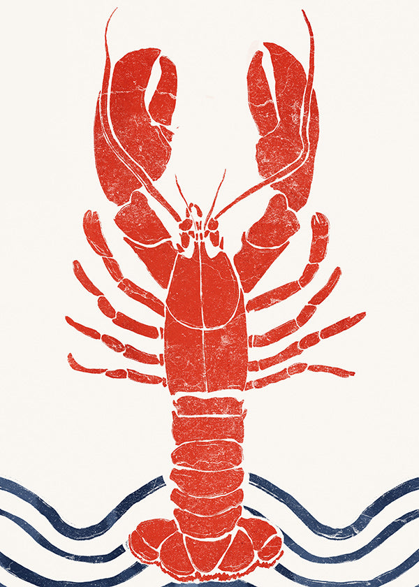 Cuadro de cocina: langosta roja estilo grabado