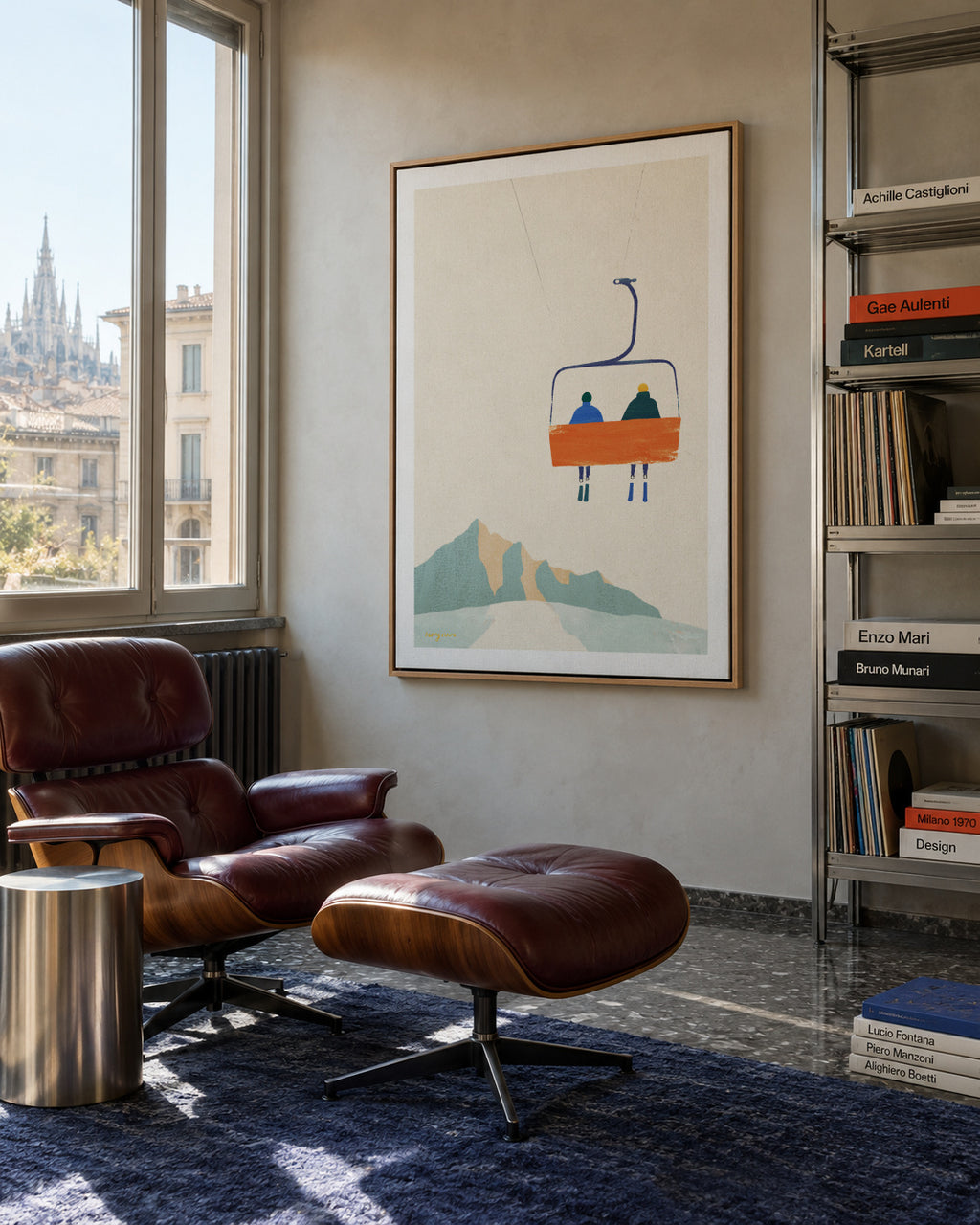 Ski day - chairlift - Framed canvas in an interior