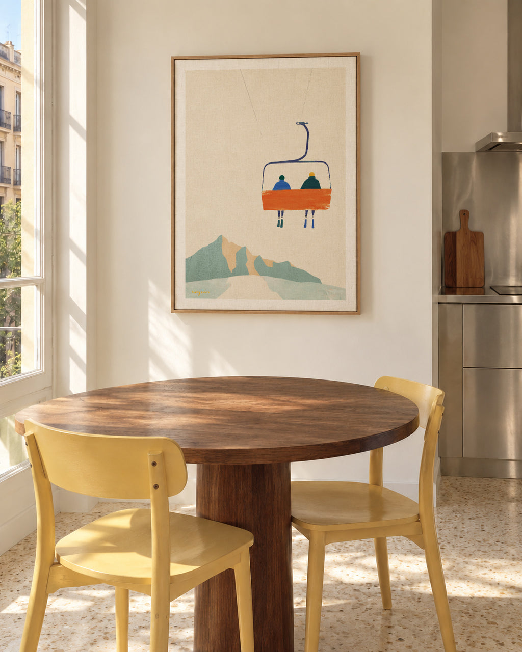 Ski day - chairlift - Framed canvas in an interior