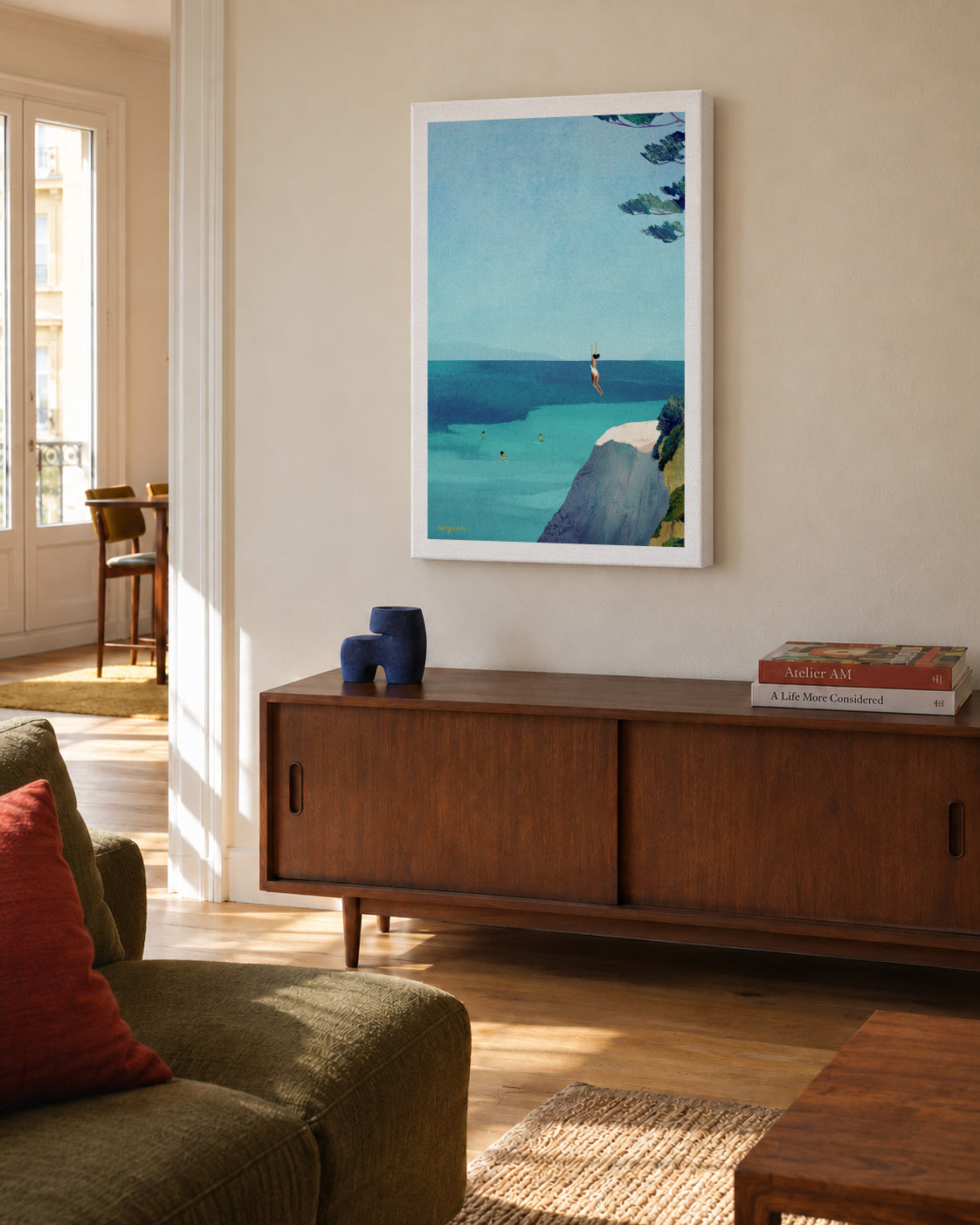 Leap - sea swimming adventure - Unframed canvas in an interior