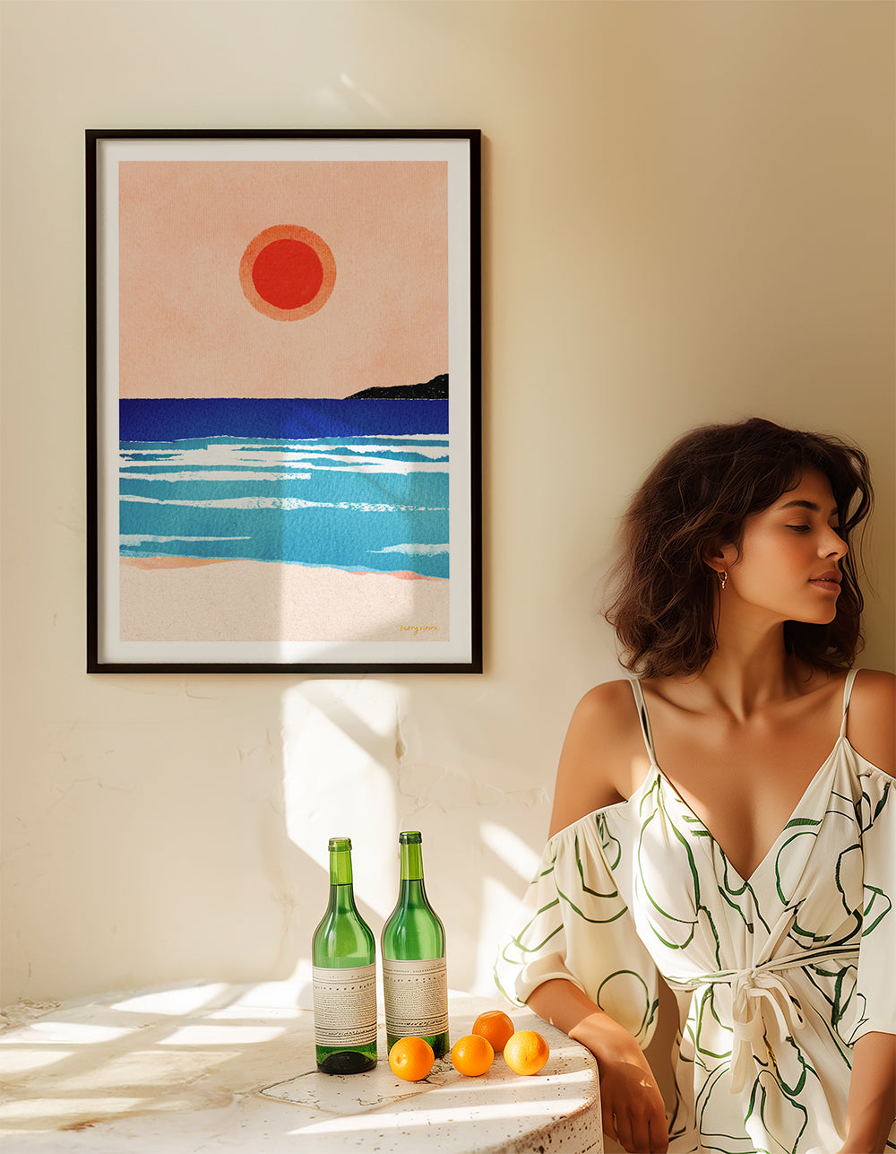 Ocean sunset- minimalist painting