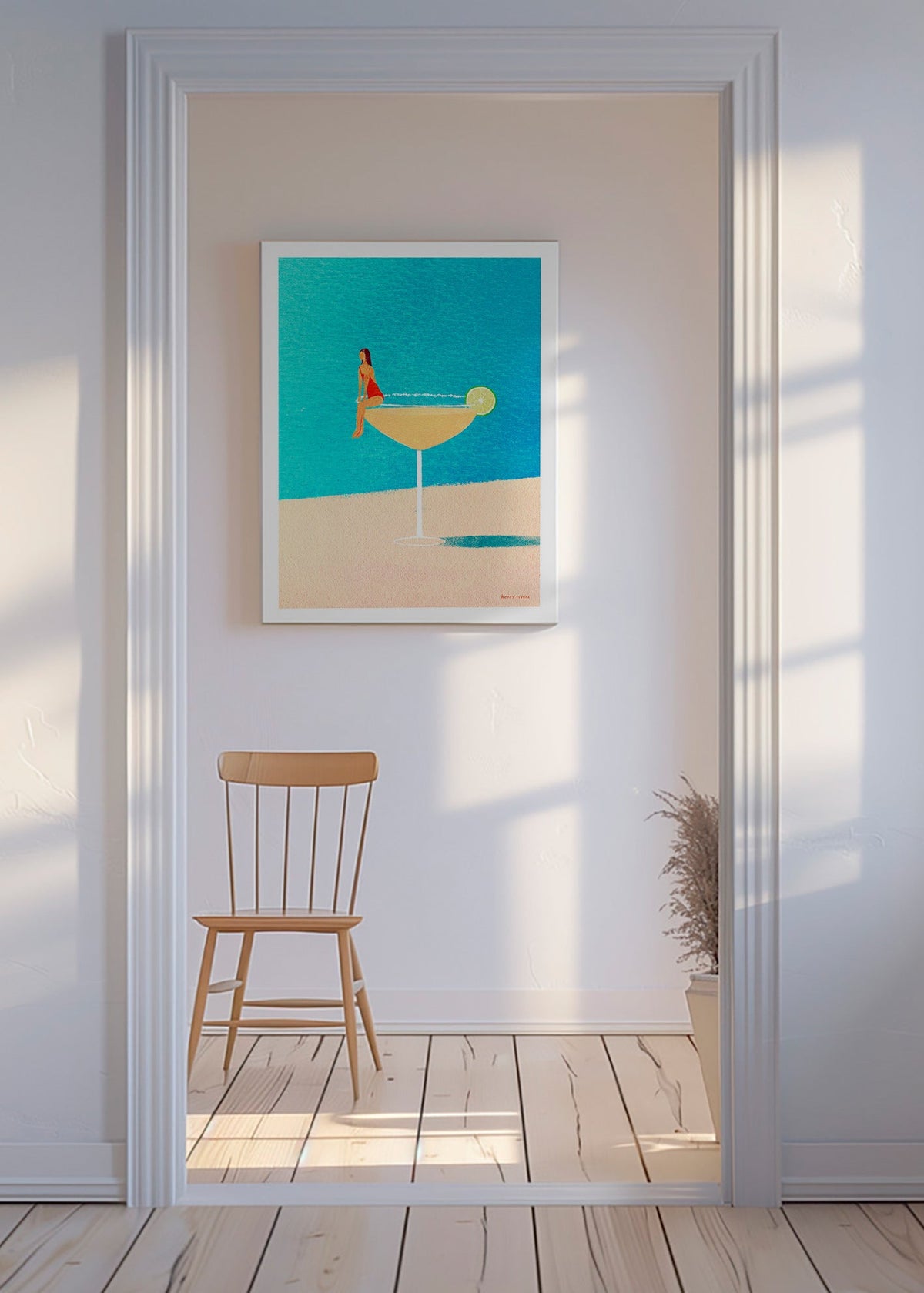 Cuadro de cocina Margarita en copa y playa – Canvas