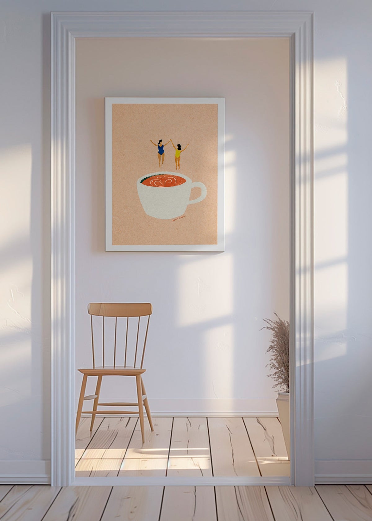 Cuadro de cocina con taza y bañistas – Canvas