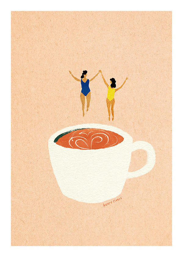 Cuadro de cocina con taza y bañistas