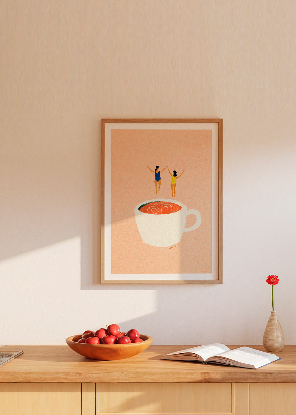 Cuadro de cocina con taza y bañistas – Product1