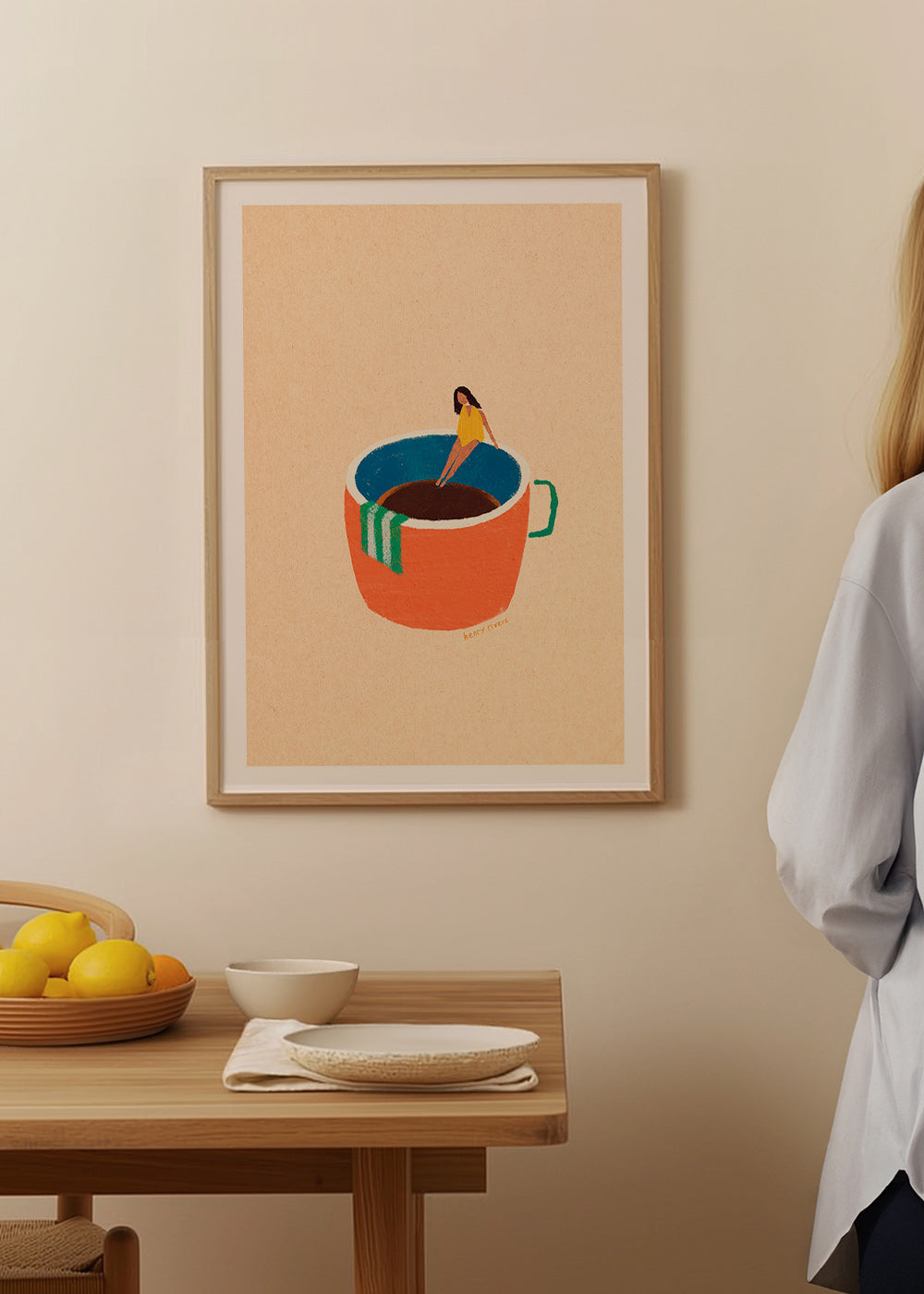 Cuadro de cocina con taza de café y figura ilustrada – Product3