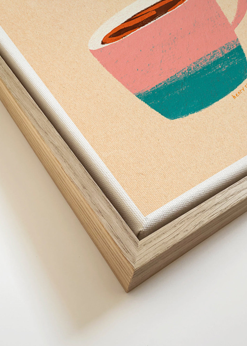 Cuadro de cocina con taza rosa y buceadora – Canvas detail