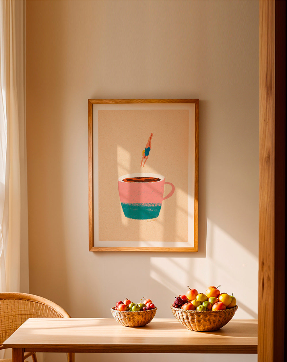Cuadro de cocina con taza rosa y buceadora – Product1