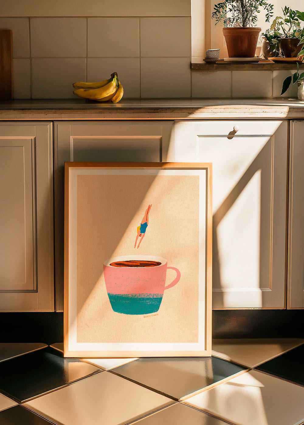 Cuadro de cocina con taza rosa y buceadora – Product2