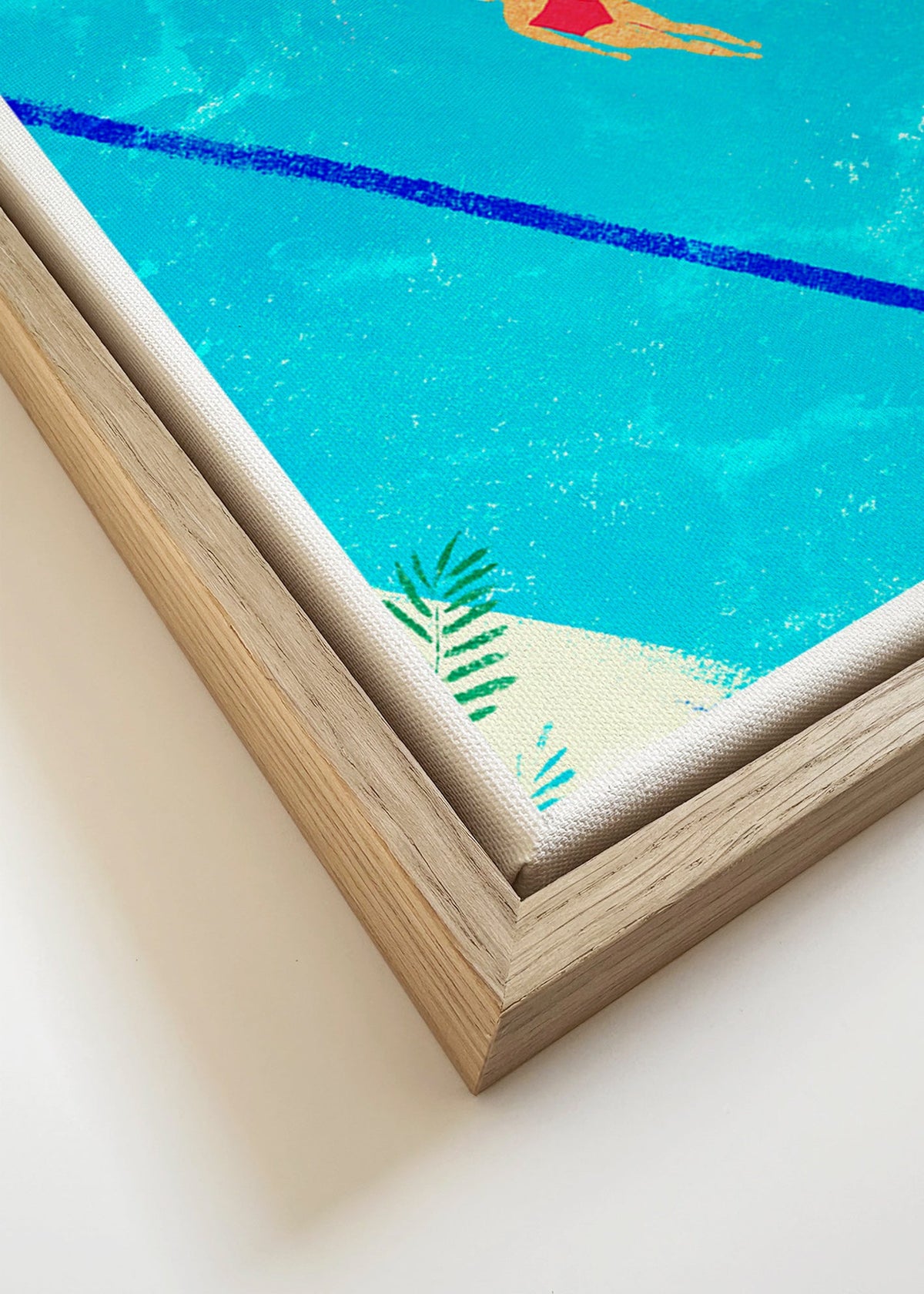 Ilustración nadadora en piscina veraniega – Canvas detail