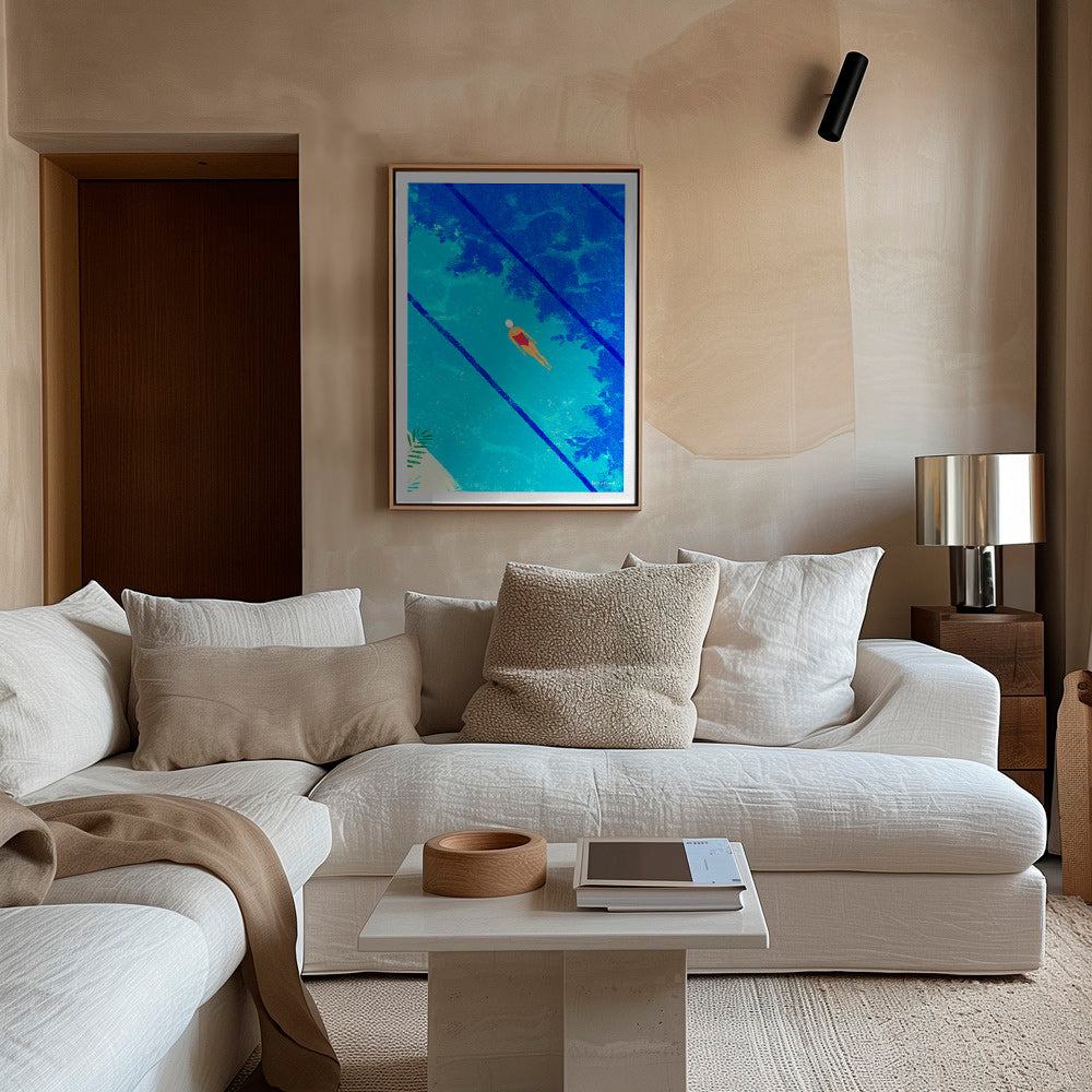Ilustración nadadora en piscina veraniega – Canvas2