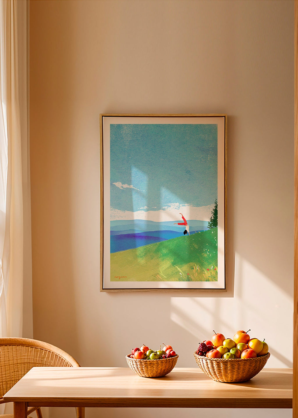 Cuadro de paisaje con figura en equilibrio en la colina – Canvas1