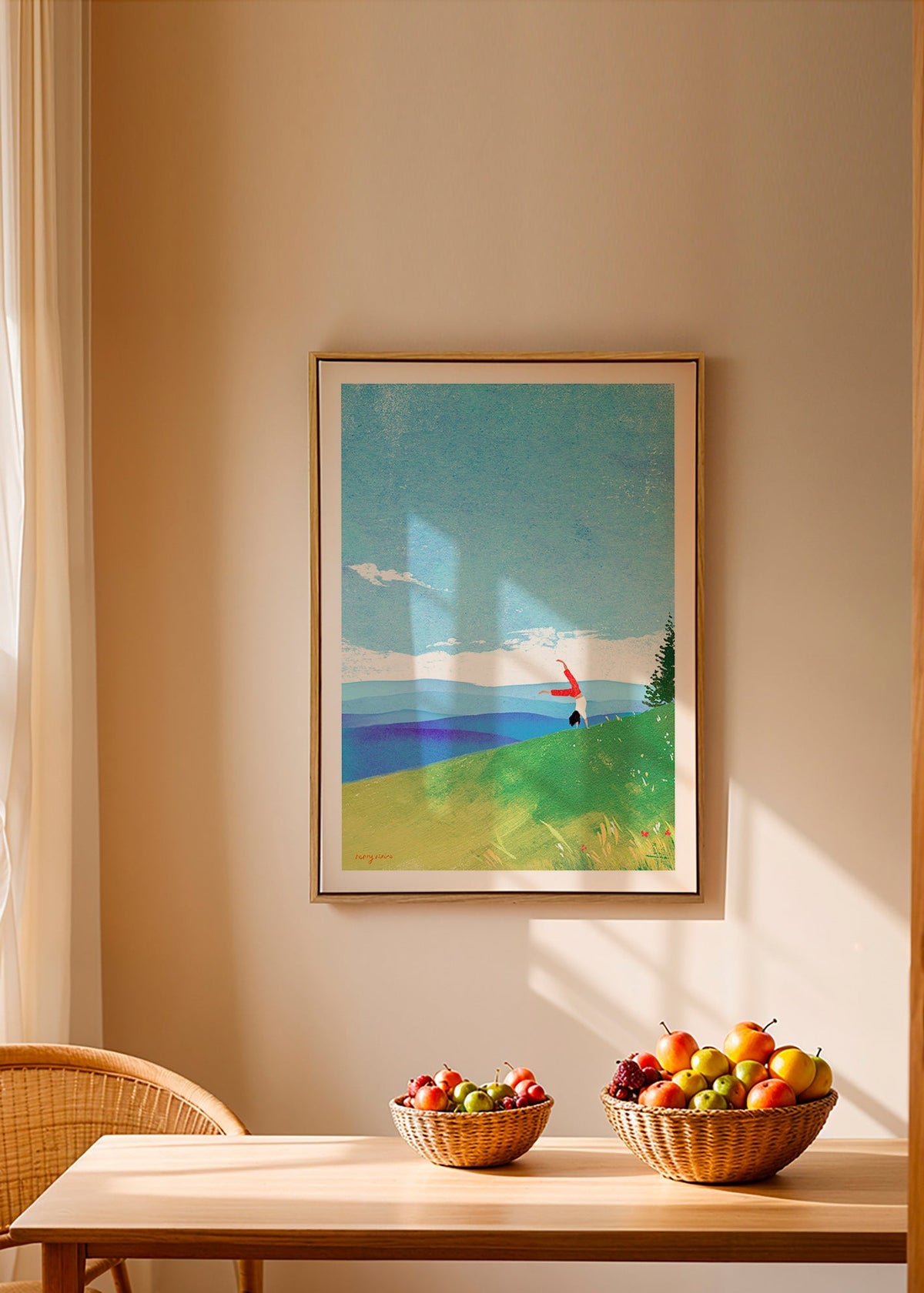 Cuadro de paisaje con figura en equilibrio en la colina – Canvas1